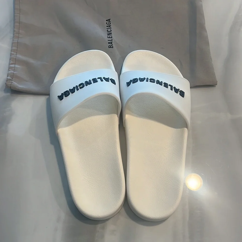 Balenciaga white slides